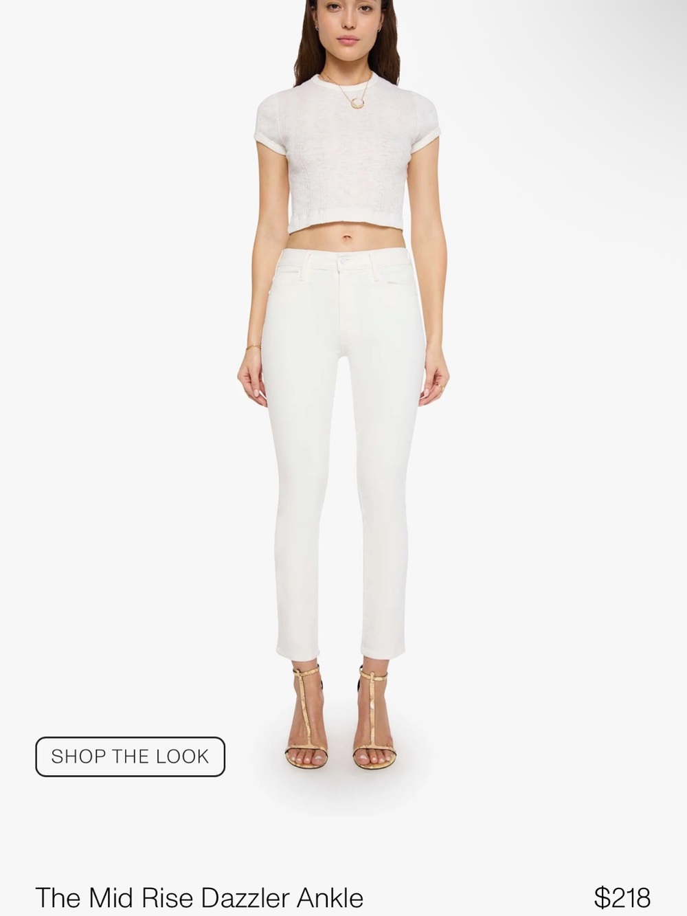 MOTHER The Mid Rise Dazzler Ankle Fray Jeans - White